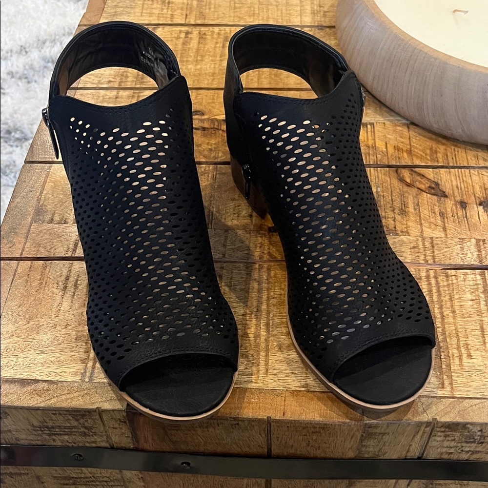Elegant Black Peep-Toe Ankle Booties